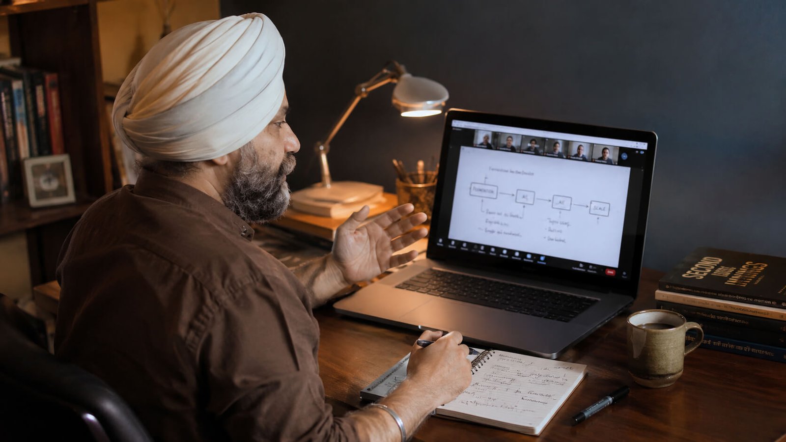 Vinay running a live session from his desk