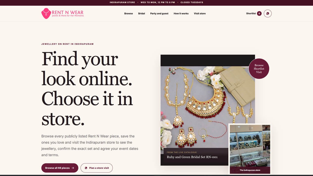 Rent N Wear website preview