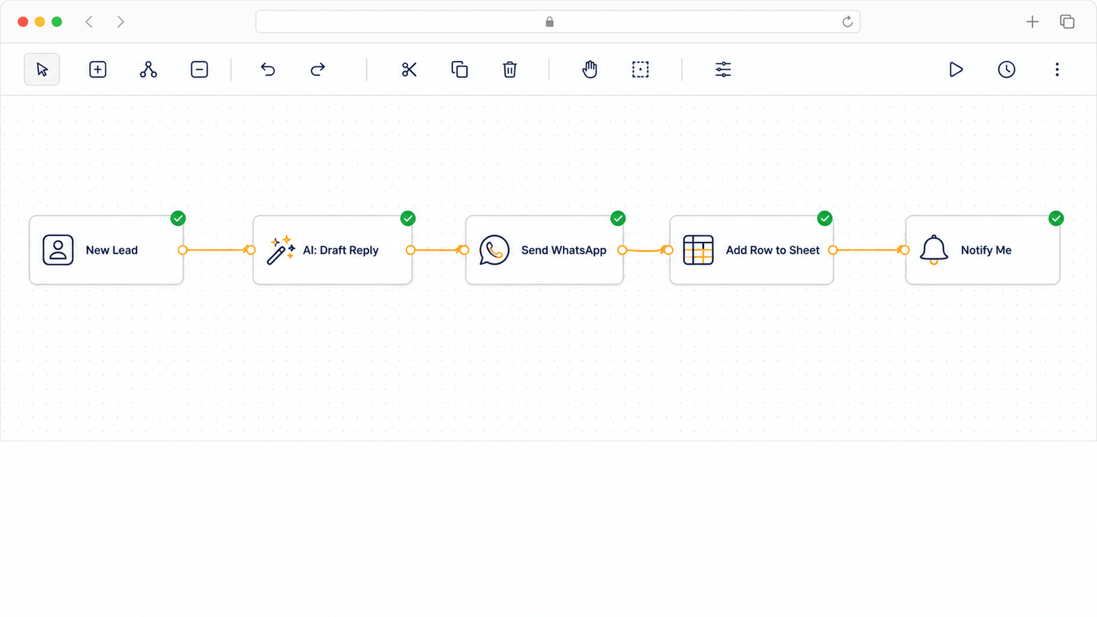 An automation workflow built during a live session
