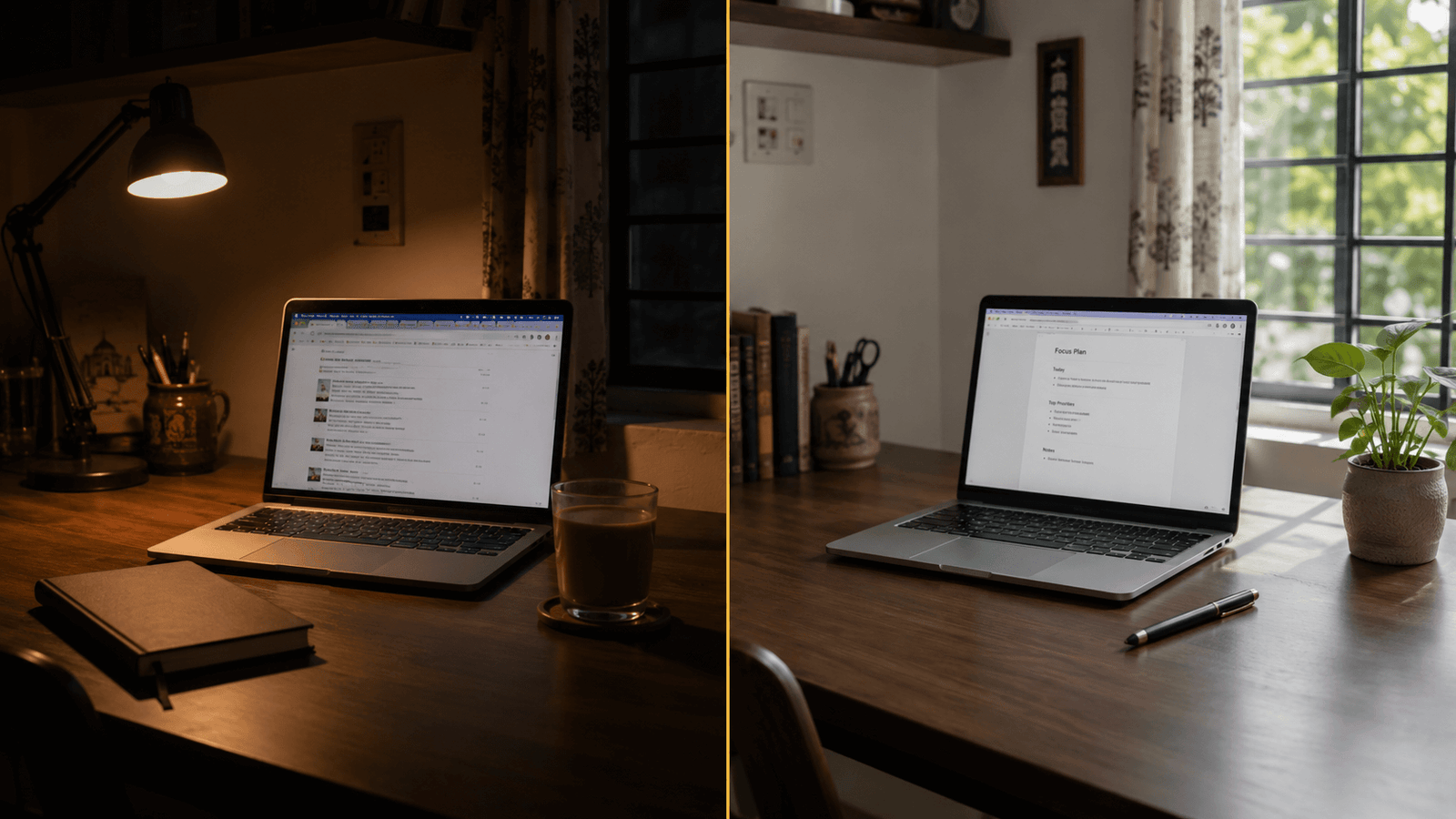 Two desks: the same founder before the leap and after it